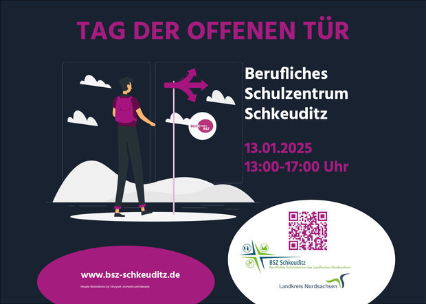 "Tag der offenen Tür" am BSZ Schkeuditz Person an Wegweiser